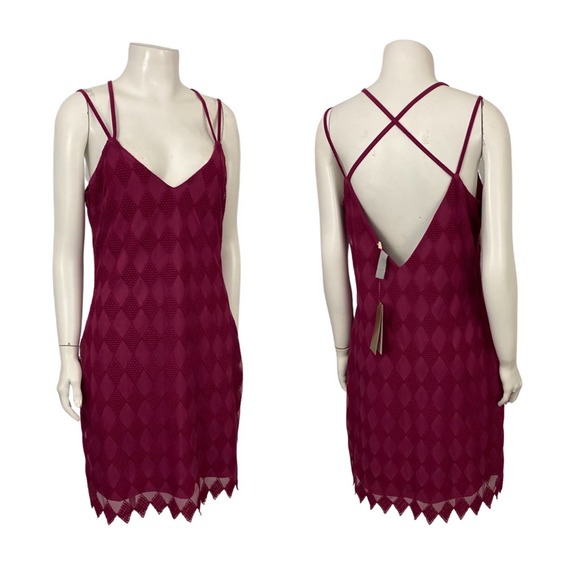 NWT Diamond Print Strappy Mini Short Slip Dress / Large - Picture 3 of 5